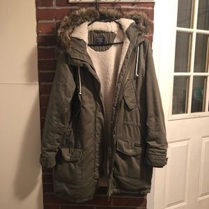 Abercrombie & Fitch Sherpa Lined Long Winter Coat